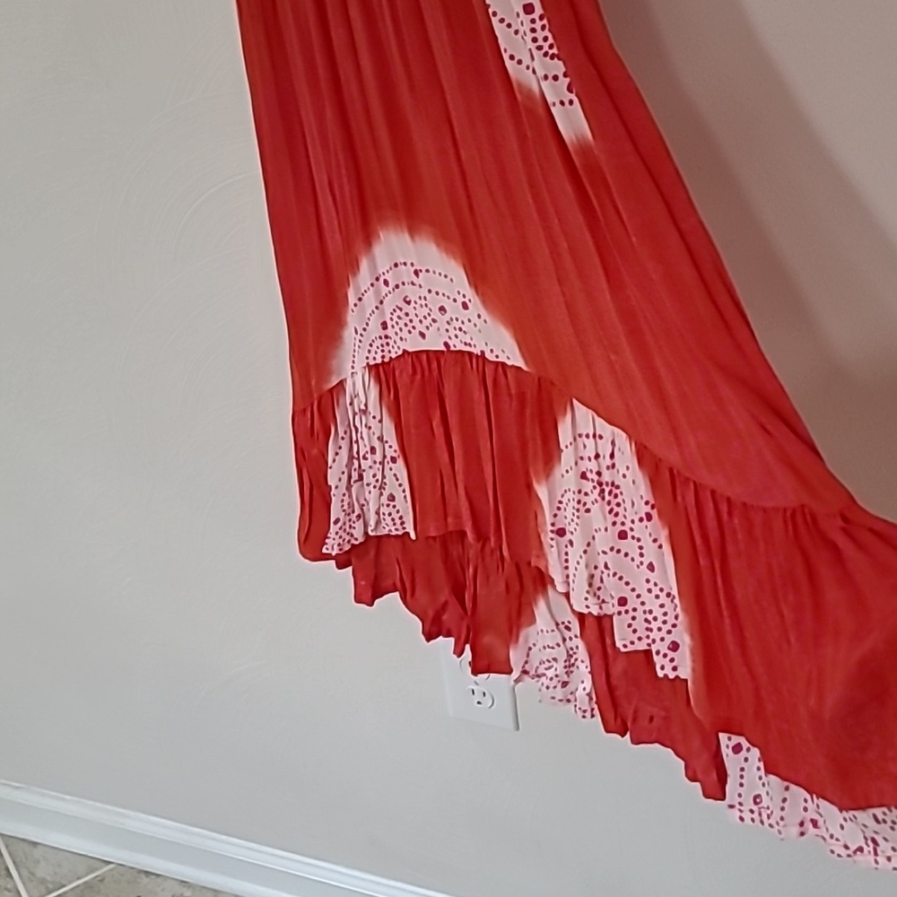 Strapless Smocked High Low Midi Sundress S/M - Picture 2 of 4